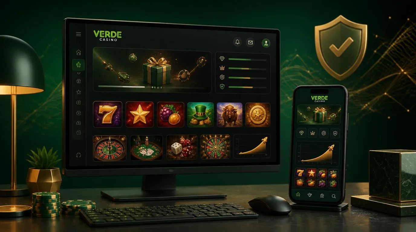 Moderne Casino-Plattform auf Bildschirm mit Spielkacheln, Bonusbereich und stabiler technischer Oberfläche