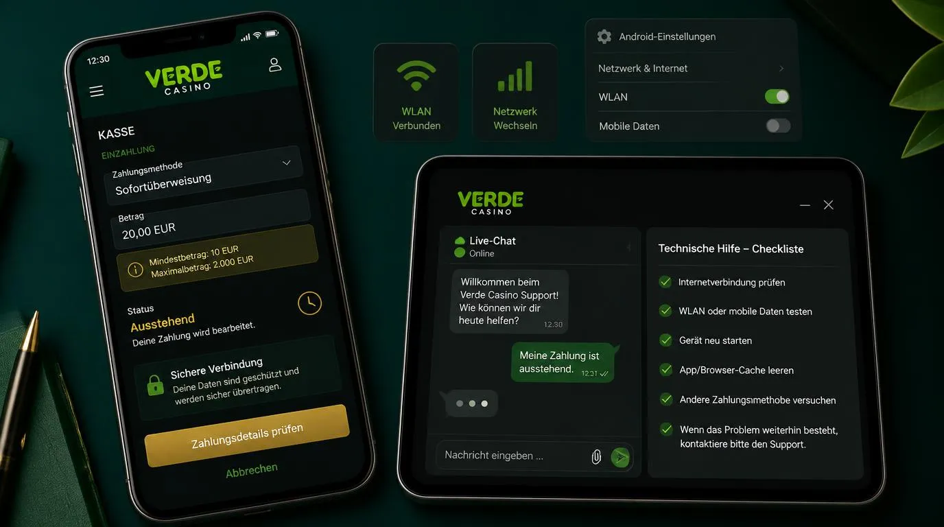 Smartphone mit Kassenbereich, WLAN-Symbol und aktivem Live-Chat für mobile Hilfe